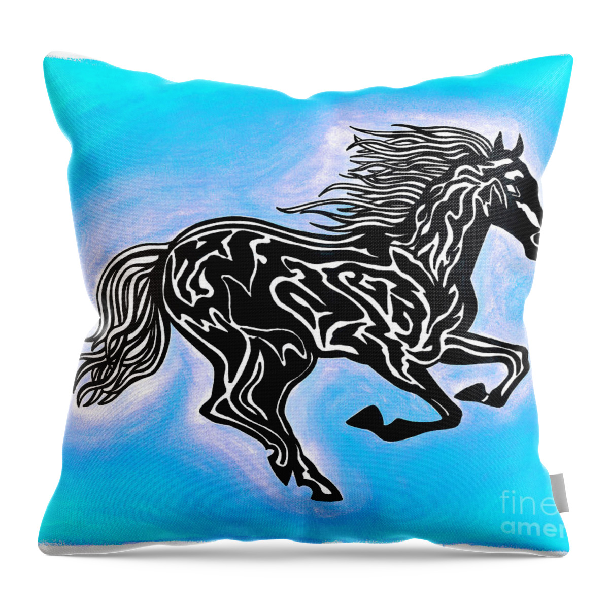 Horses Throw Pillow featuring the painting Fire Horse 5 by Peter Paul Lividini