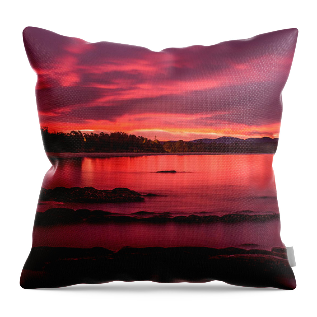 Seascape Throw Pillow featuring the photograph Fire In The Sky by Racheal Christian