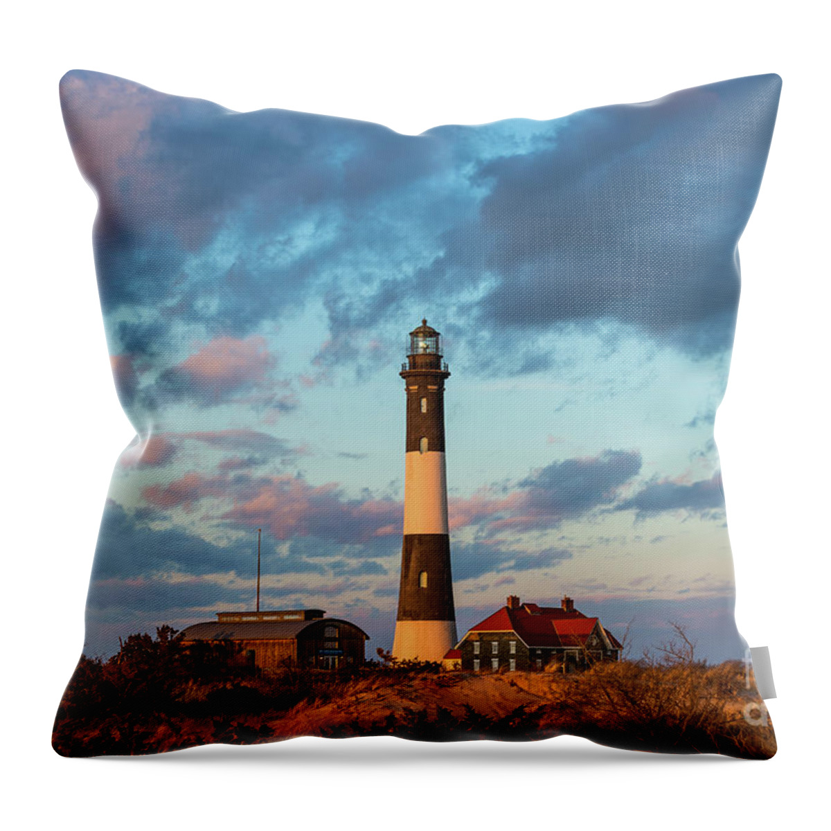 Fire Island Throw Pillow featuring the photograph Fire Island Lighthouse by Sean Mills