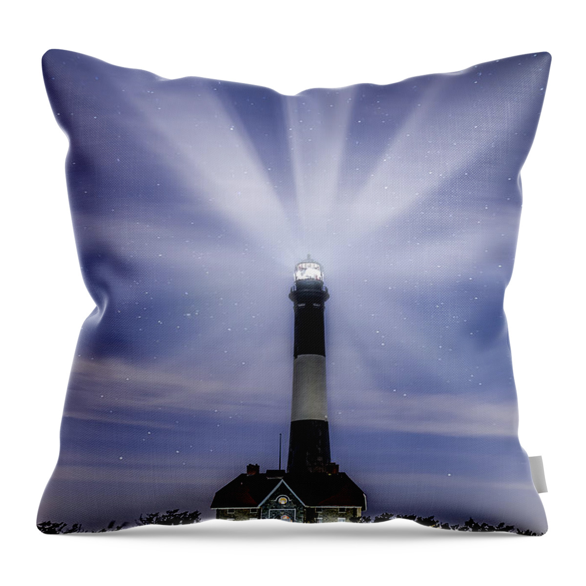 Fire Island Light Throw Pillow featuring the photograph Fire Island Lighthouse Twilight by Susan Candelario