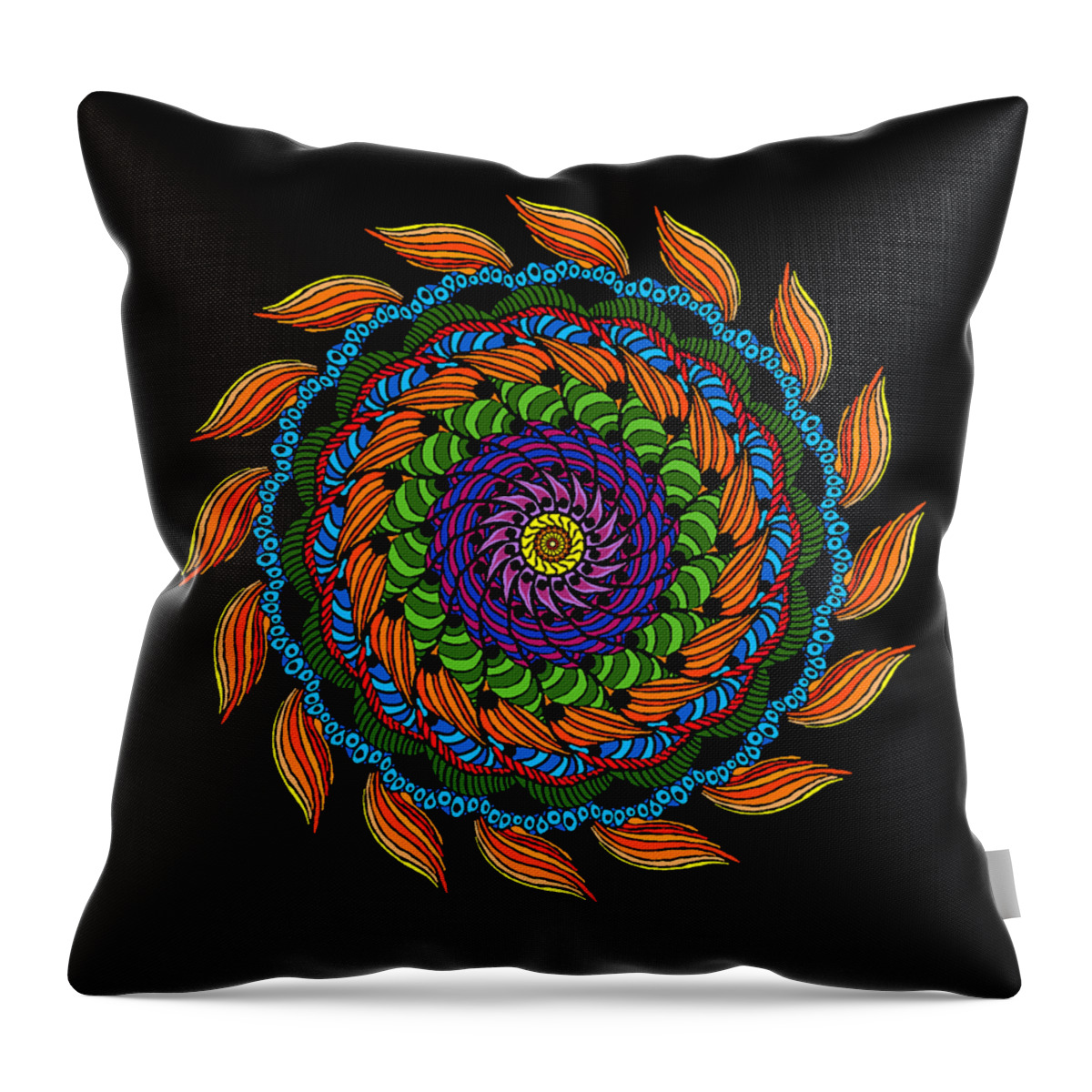Mandala Throw Pillow featuring the digital art Fire Mandala by Becky Herrera