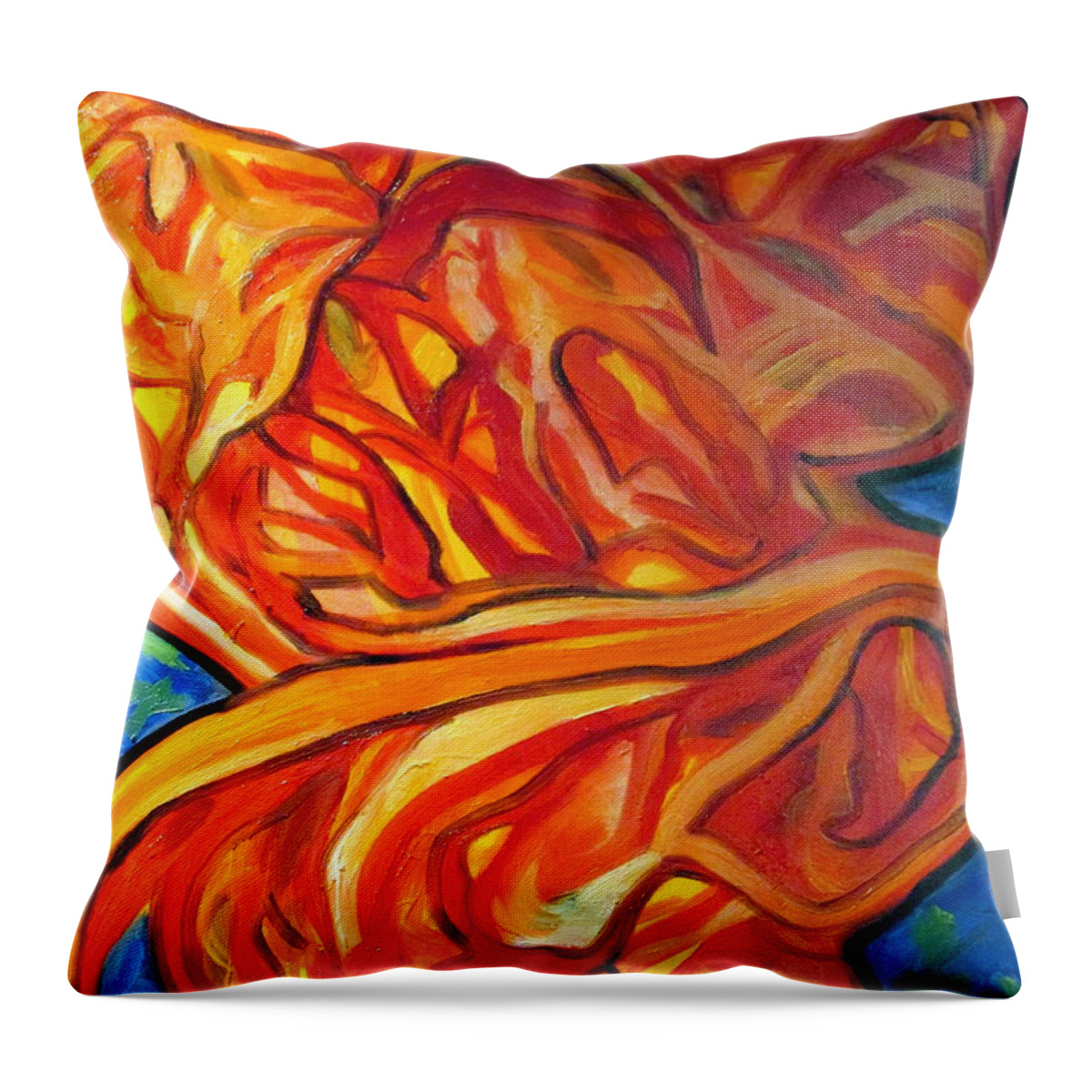 Abstract Throw Pillow featuring the painting Fire, No Ice by Steven Miller