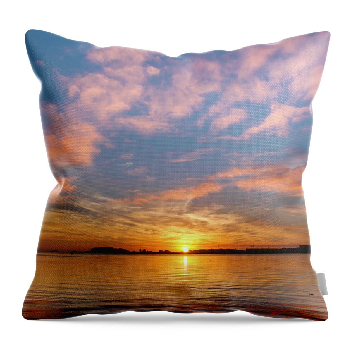 Humboldt Bay Throw Pillow featuring the photograph Fire Sunset on Humboldt Bay by Greg Nyquist