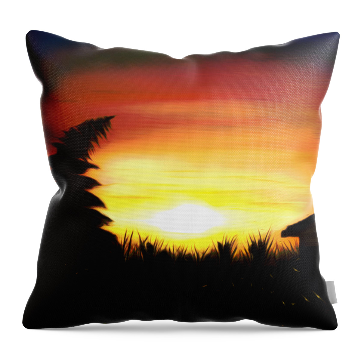 Firefly Throw Pillow featuring the painting Firefly Frenzy Dreamy Mirage by Claude Beaulac