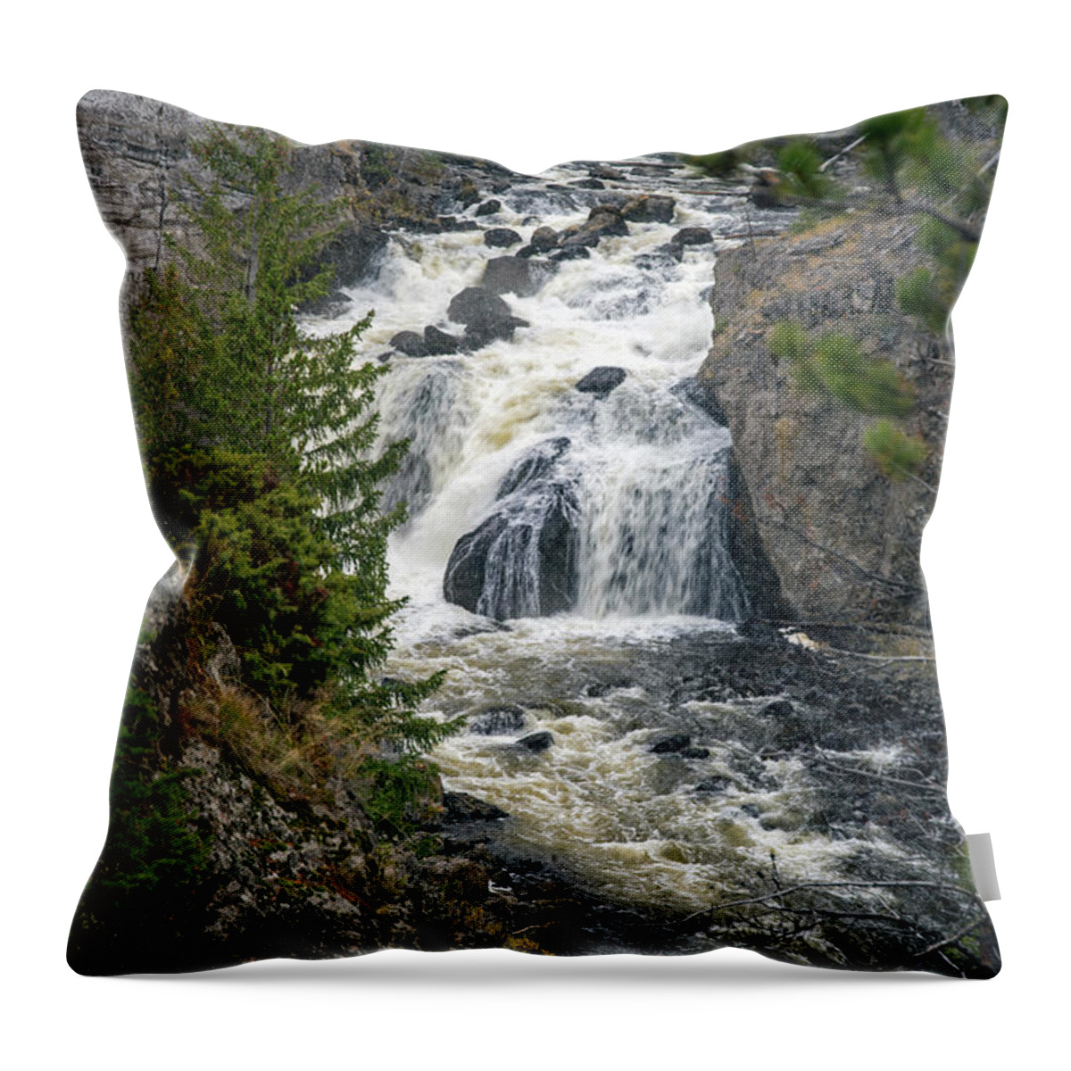 Firehole Throw Pillow featuring the photograph Firehole Falls by Cindy Murphy - NightVisions