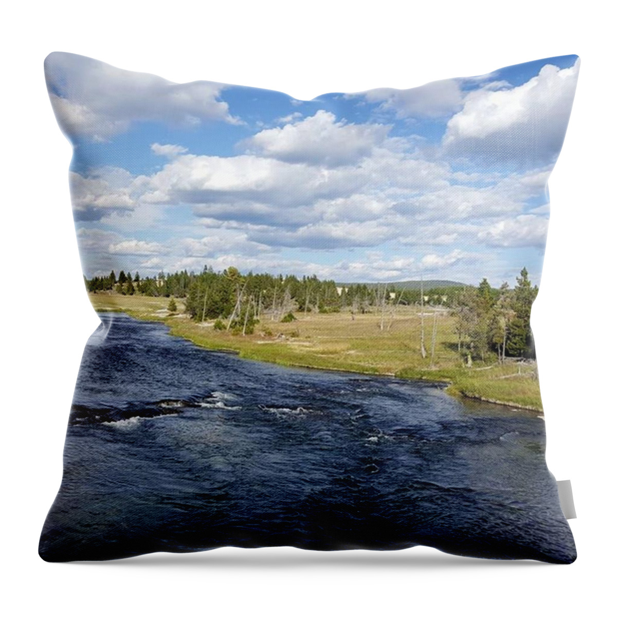 Clouds Throw Pillow featuring the photograph Firehole River by Viviana Rueda