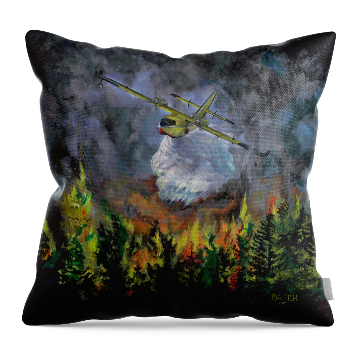 Ely Mn Throw Pillow featuring the painting FireStorm by Joe Baltich