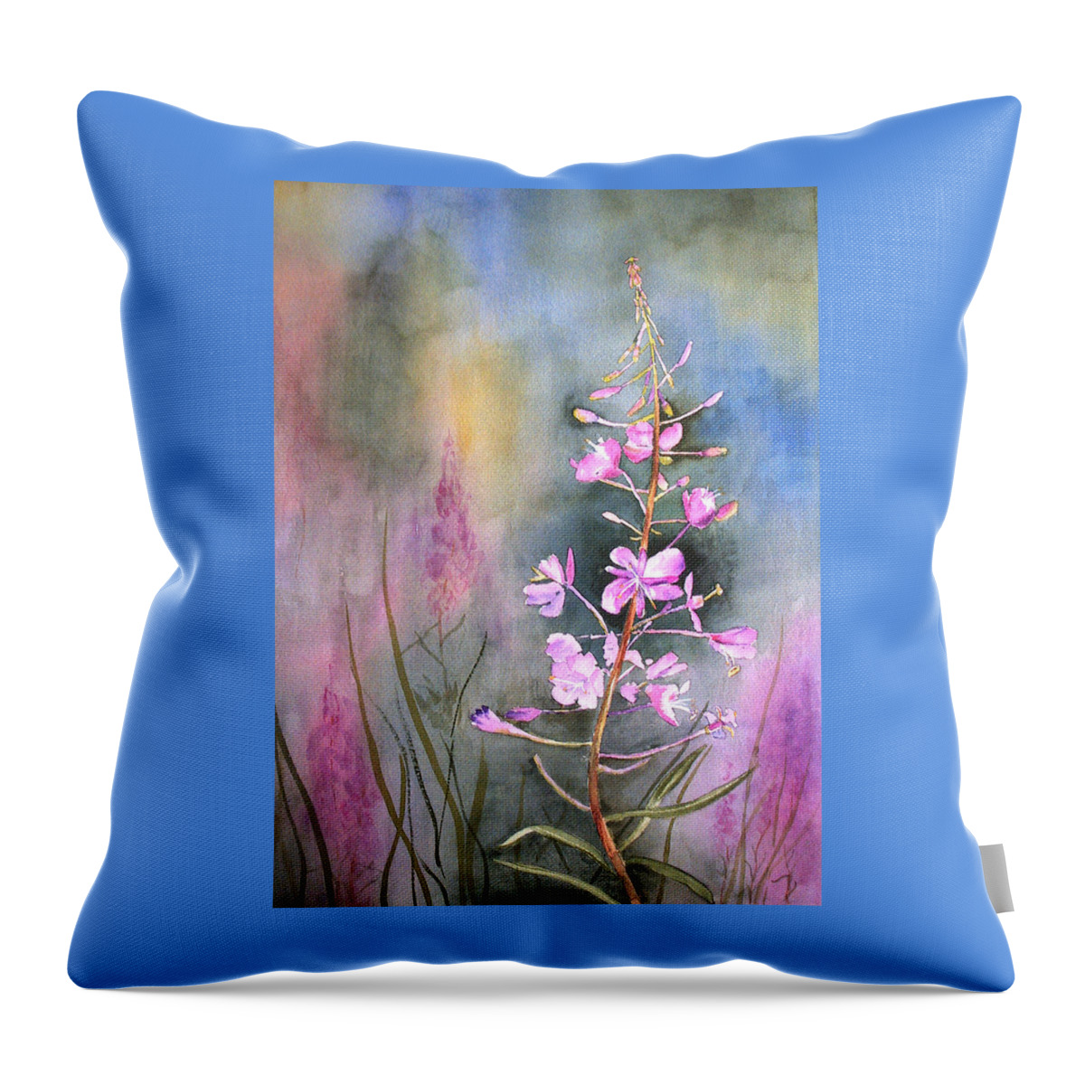 Flower Throw Pillow featuring the painting Fireweed by Marsha Karle