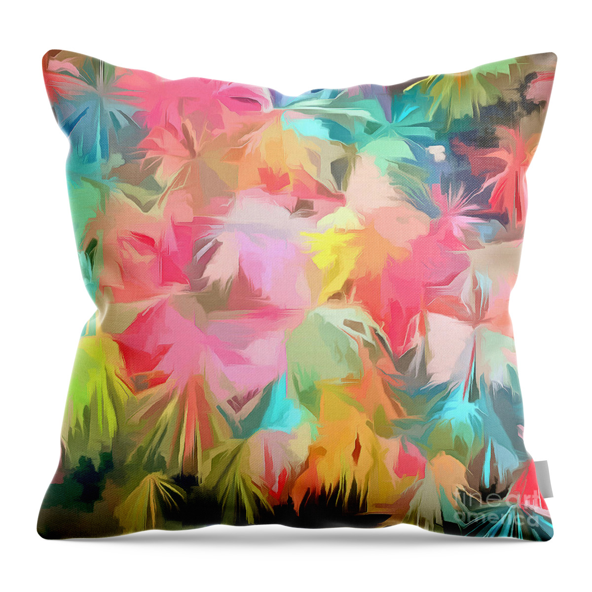 Painting Throw Pillow featuring the painting Fireworks Floral Abstract Square by Edward Fielding