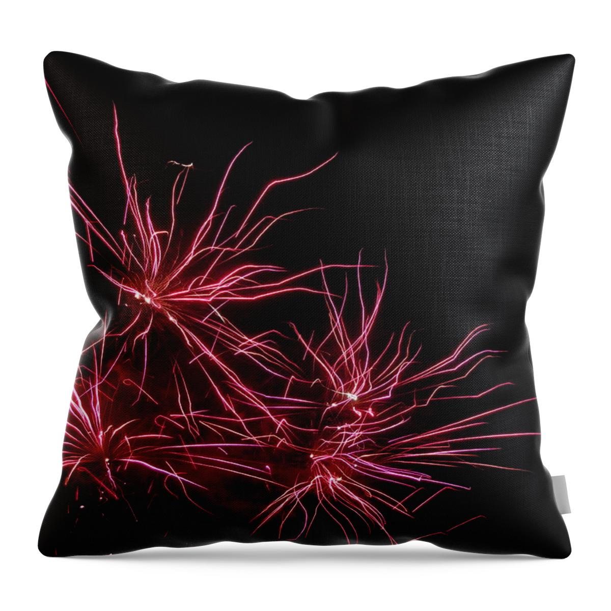 Fireworks Throw Pillow featuring the photograph Fireworks Seven by Nancy Griswold