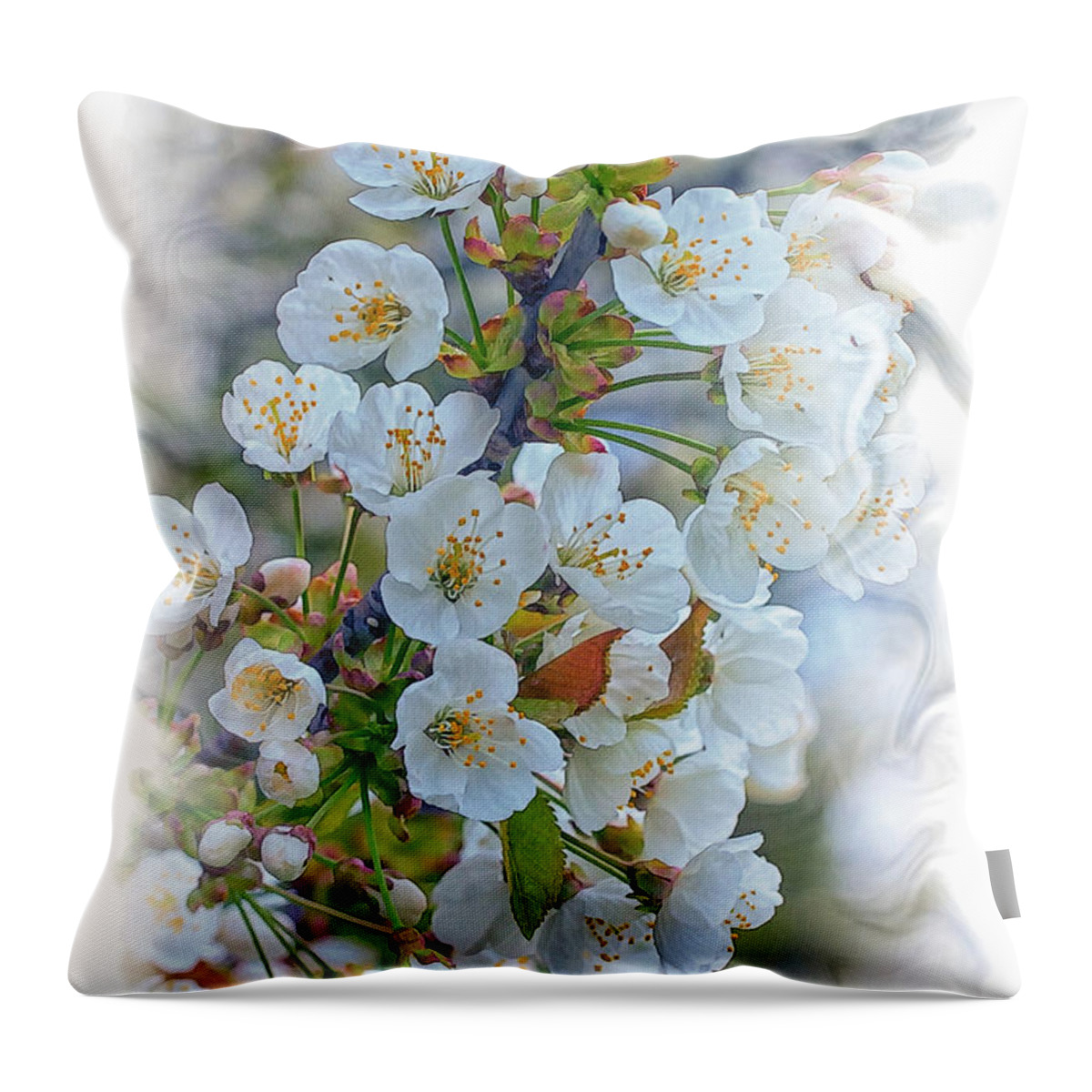 Nature Throw Pillow featuring the photograph First Apple Blossoms by Constantine Gregory