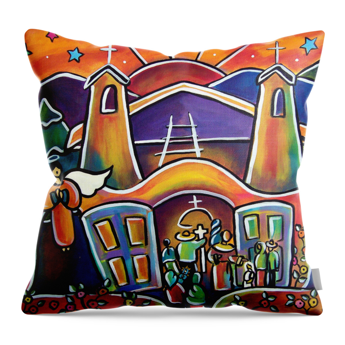 First Throw Pillow featuring the painting First Communion by Jan Oliver-Schultz