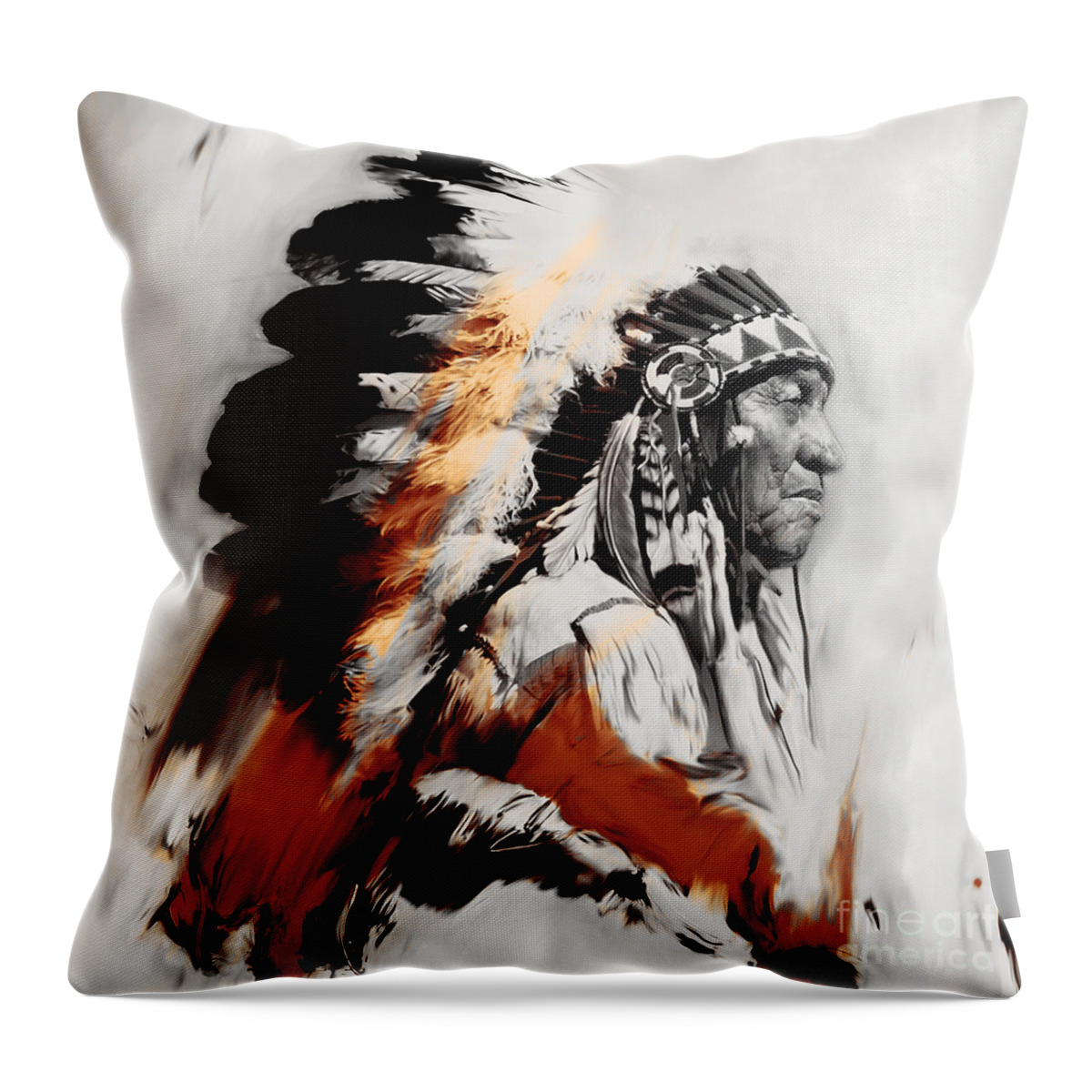 Chief Throw Pillow featuring the painting First Generation 02a by Gull G