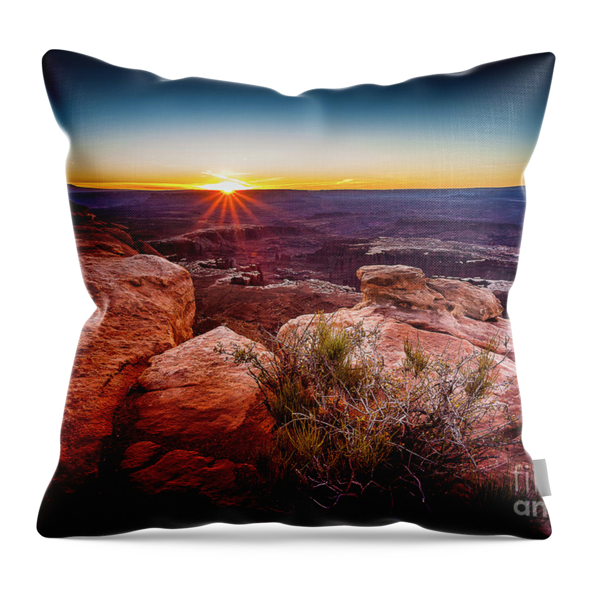 Nature Throw Pillow featuring the photograph First light at the Canyonlands by Steven Reed