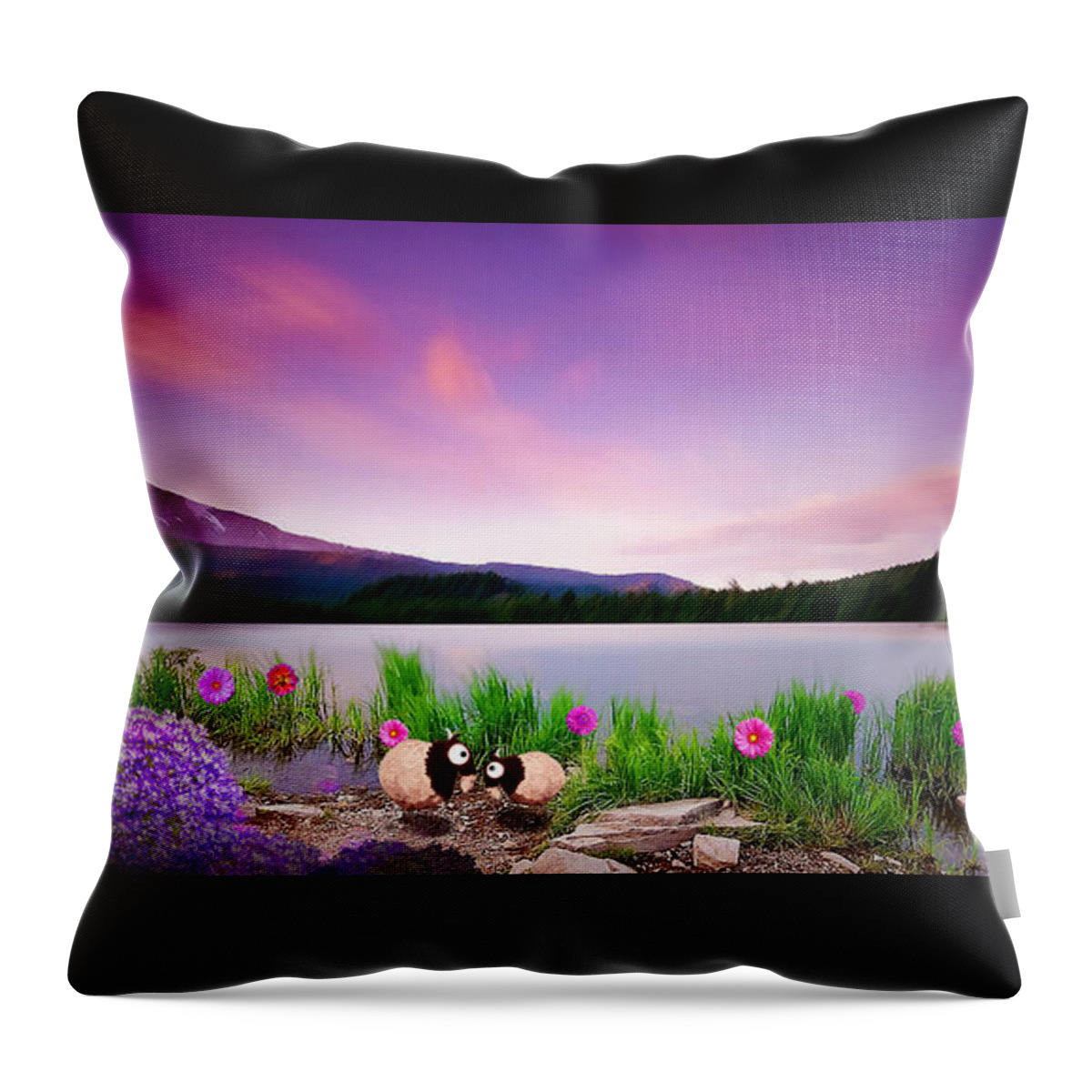 Landscape Throw Pillow featuring the painting First Light by Mindy Huntress
