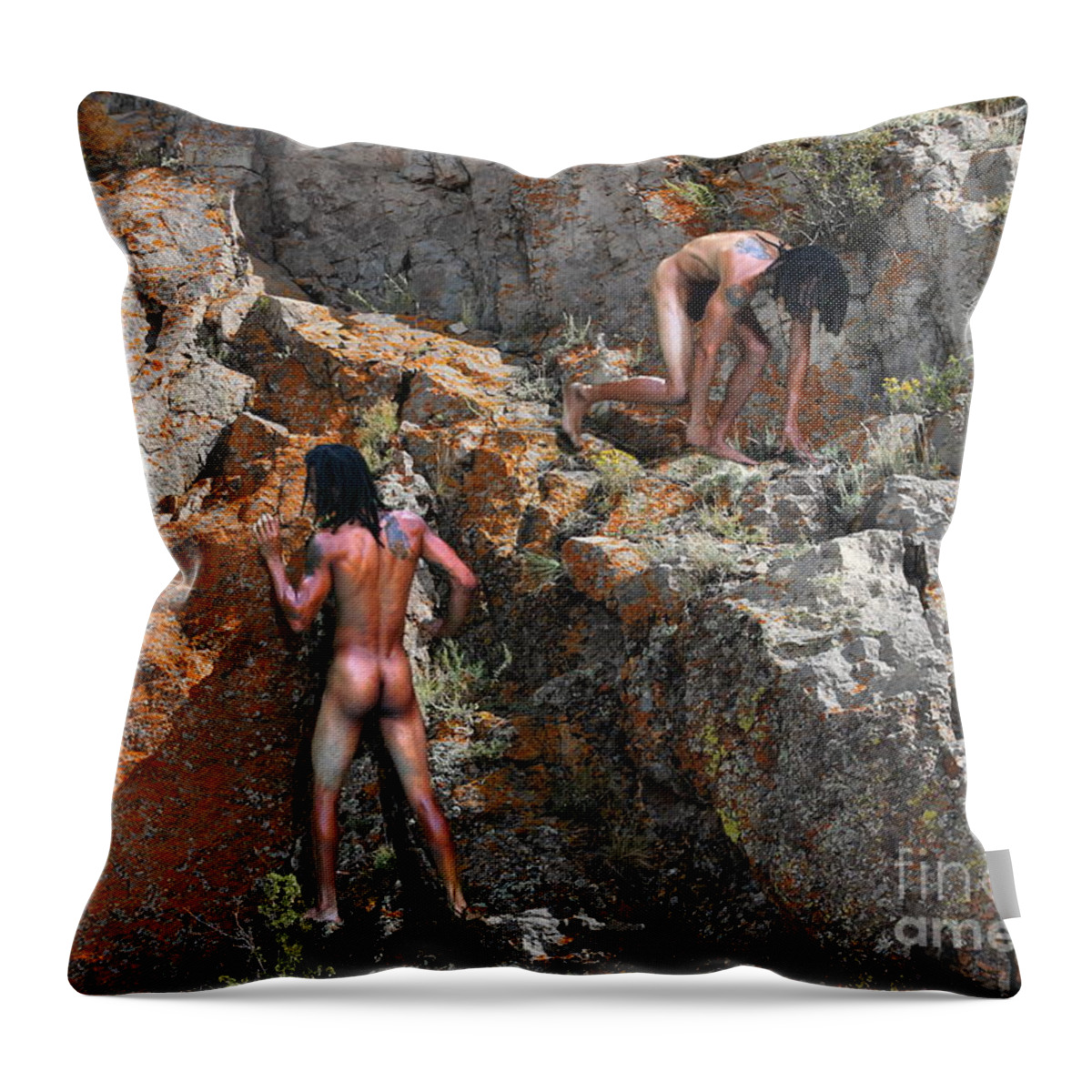 Figure Throw Pillow featuring the photograph First One to the Top by Robert D McBain