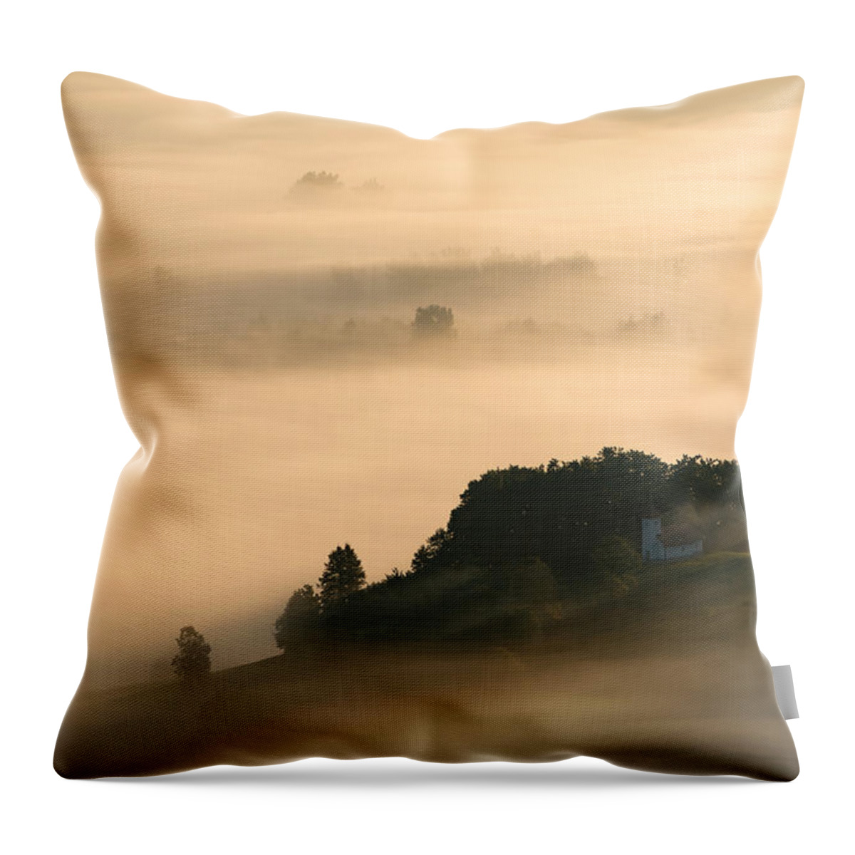 Church Throw Pillow featuring the photograph First rays by Blaz Gvajc
