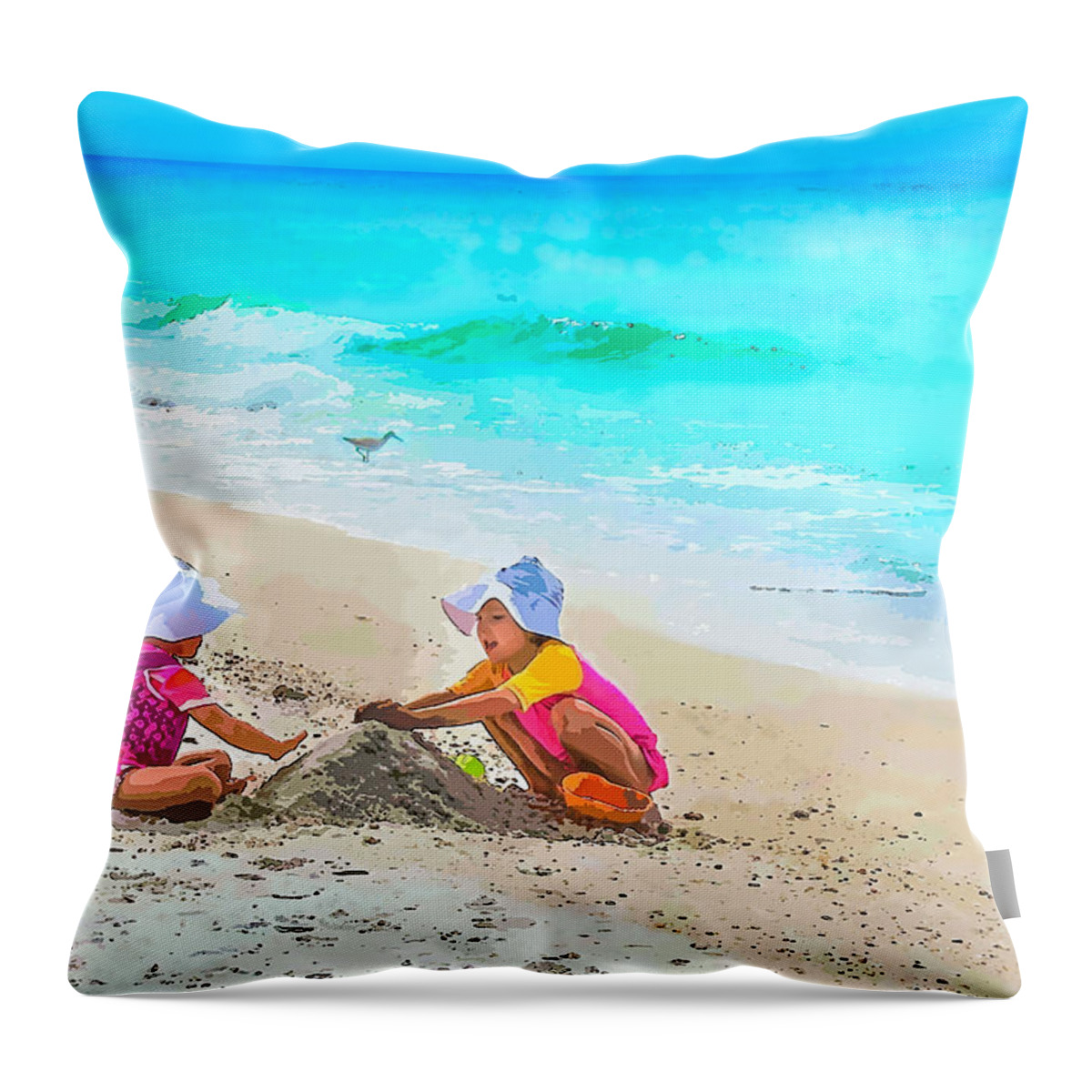 first Sand Castle Throw Pillow featuring the photograph First Sand Castle by Susan Molnar