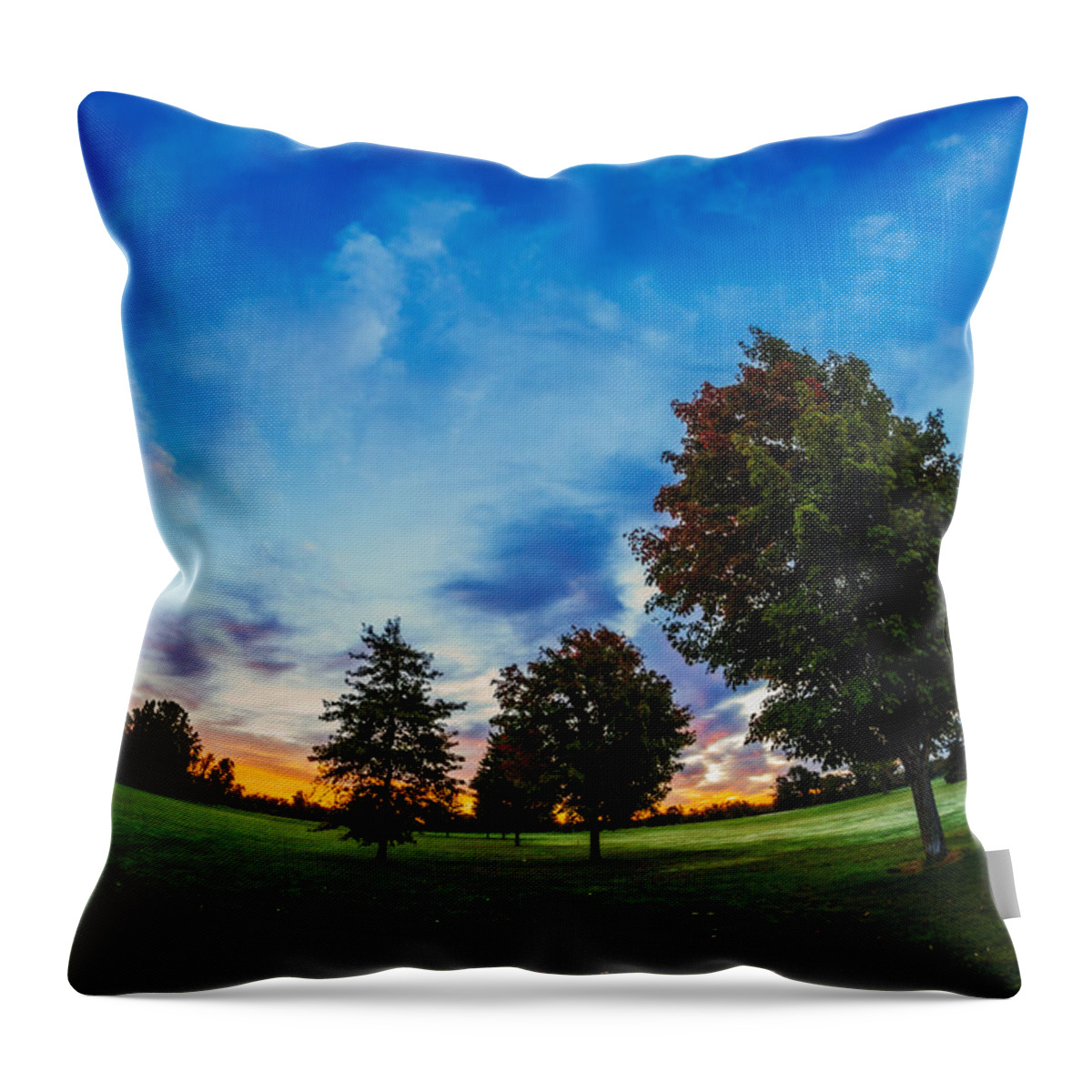 Buffalo Sunrise Throw Pillow featuring the photograph First Signs of Autumn by Chris Bordeleau