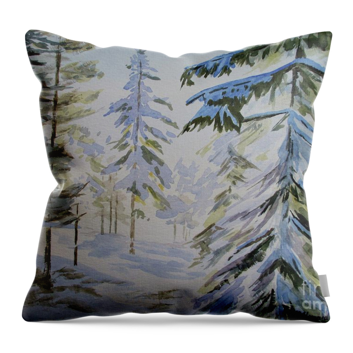 Winter Landscape Throw Pillow featuring the painting First Snow and Sunshine by Martin Howard