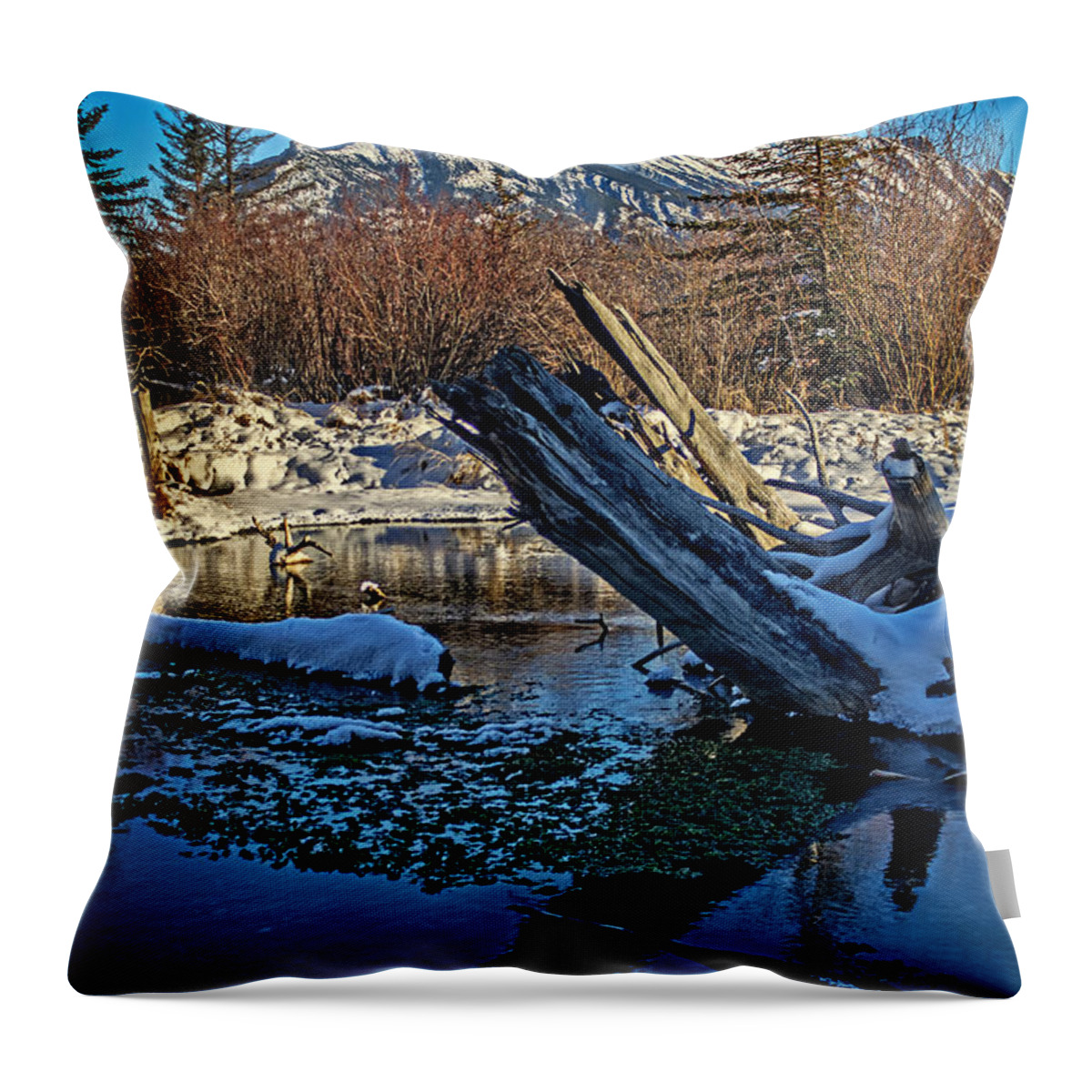 Banff Throw Pillow featuring the photograph First snow by Thomas Nay