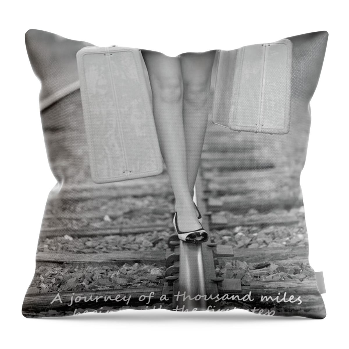 A Journey Of A Thousand Miles Begins With The First Step Throw Pillow featuring the photograph First Step by Barbara West