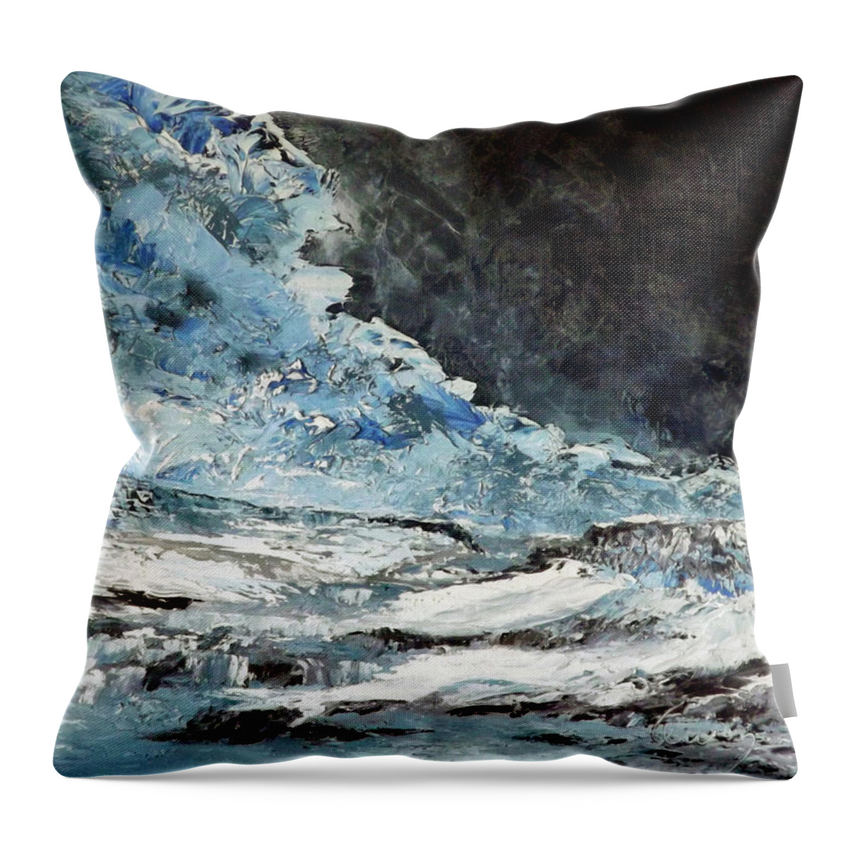 Landscape Throw Pillow featuring the painting First Thaw by Carl Owen