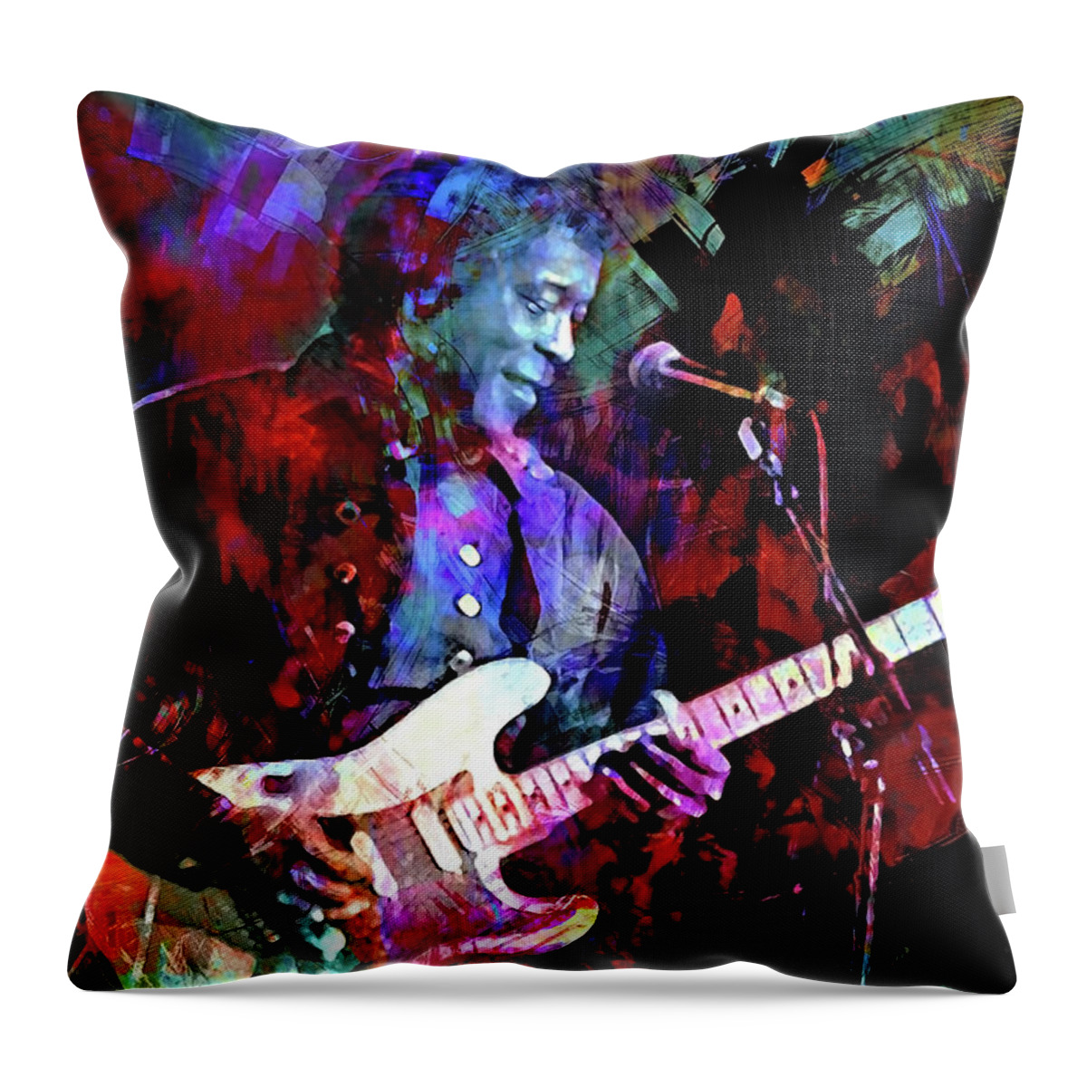 Buddy Guy Throw Pillow featuring the digital art First Time I met the Blues by Mal Bray
