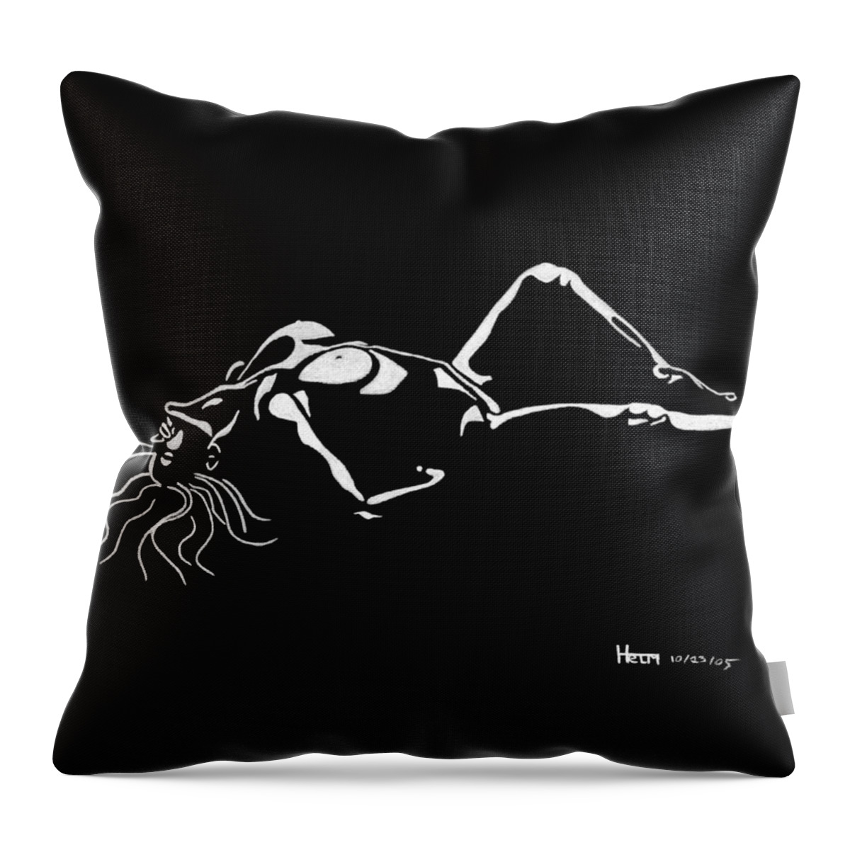  Sex Photographs Throw Pillow featuring the drawing First Time by Mayhem Mediums