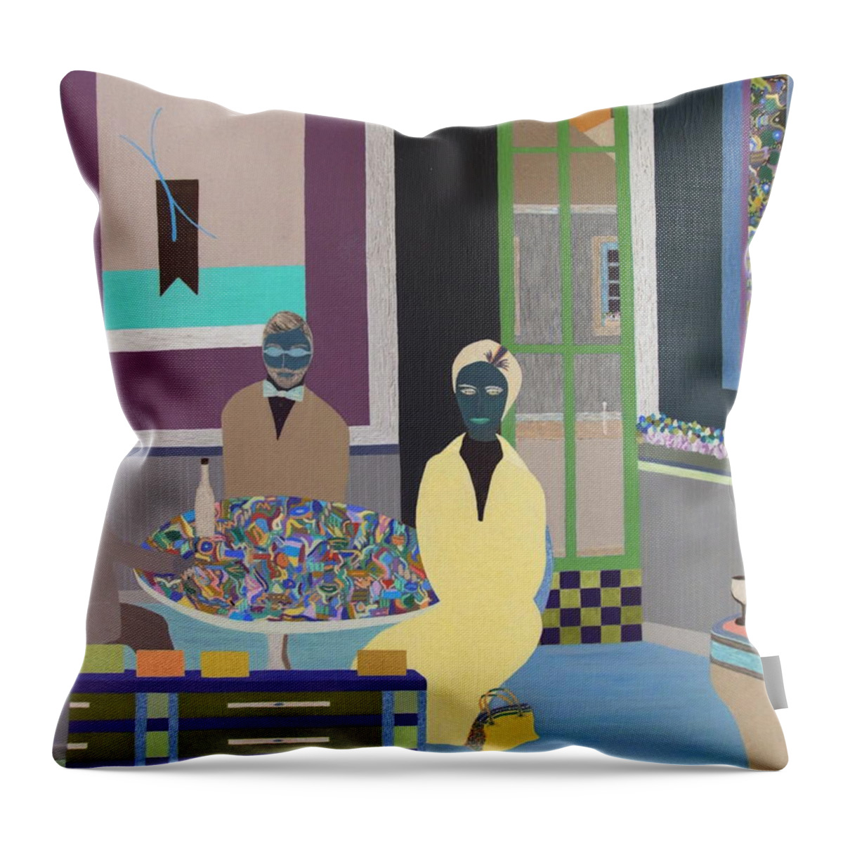 Cafe Throw Pillow featuring the painting First To Arrive by Bill OConnor