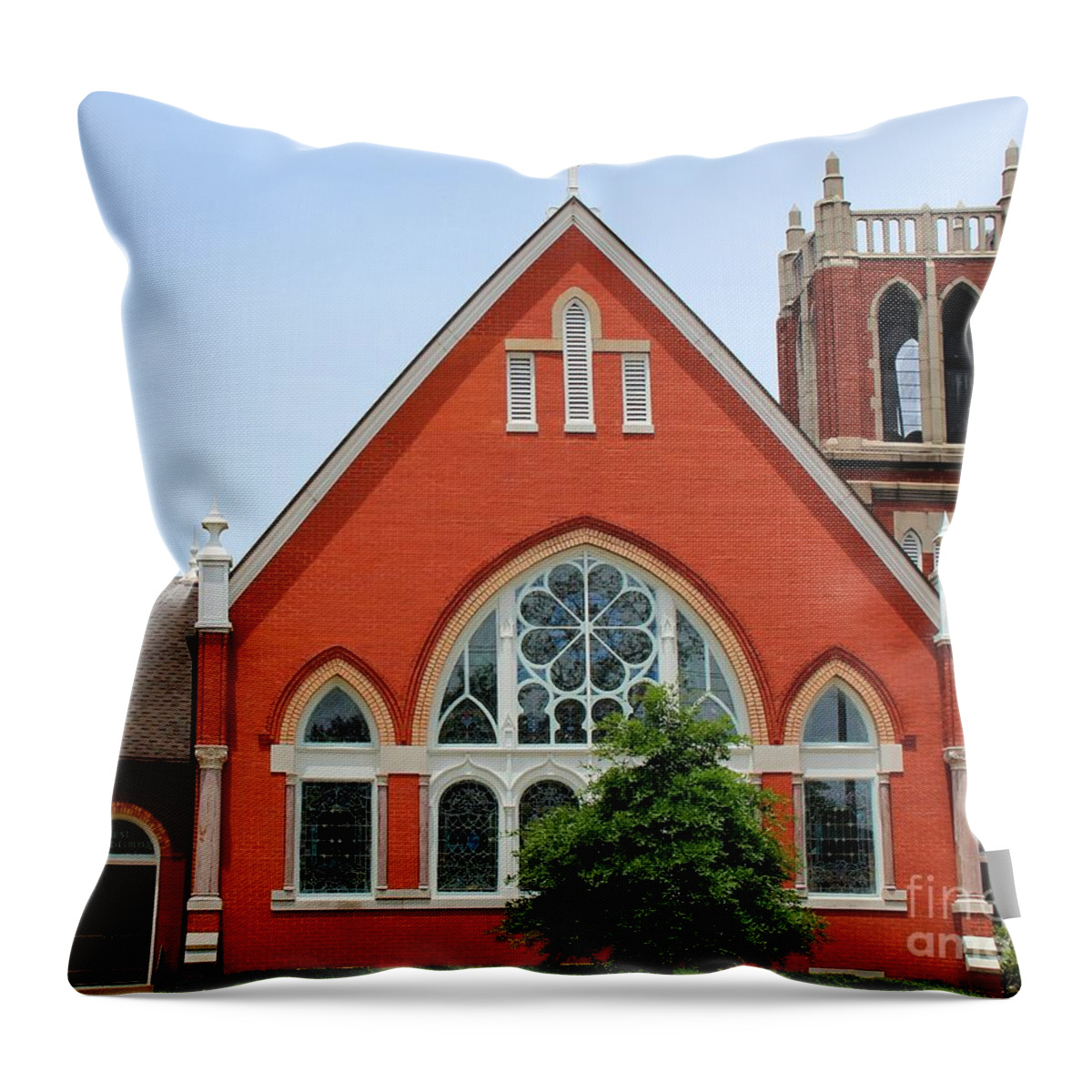 Church Throw Pillow featuring the photograph First United Methodist Church Tupelo MS by Robert Wilder Jr