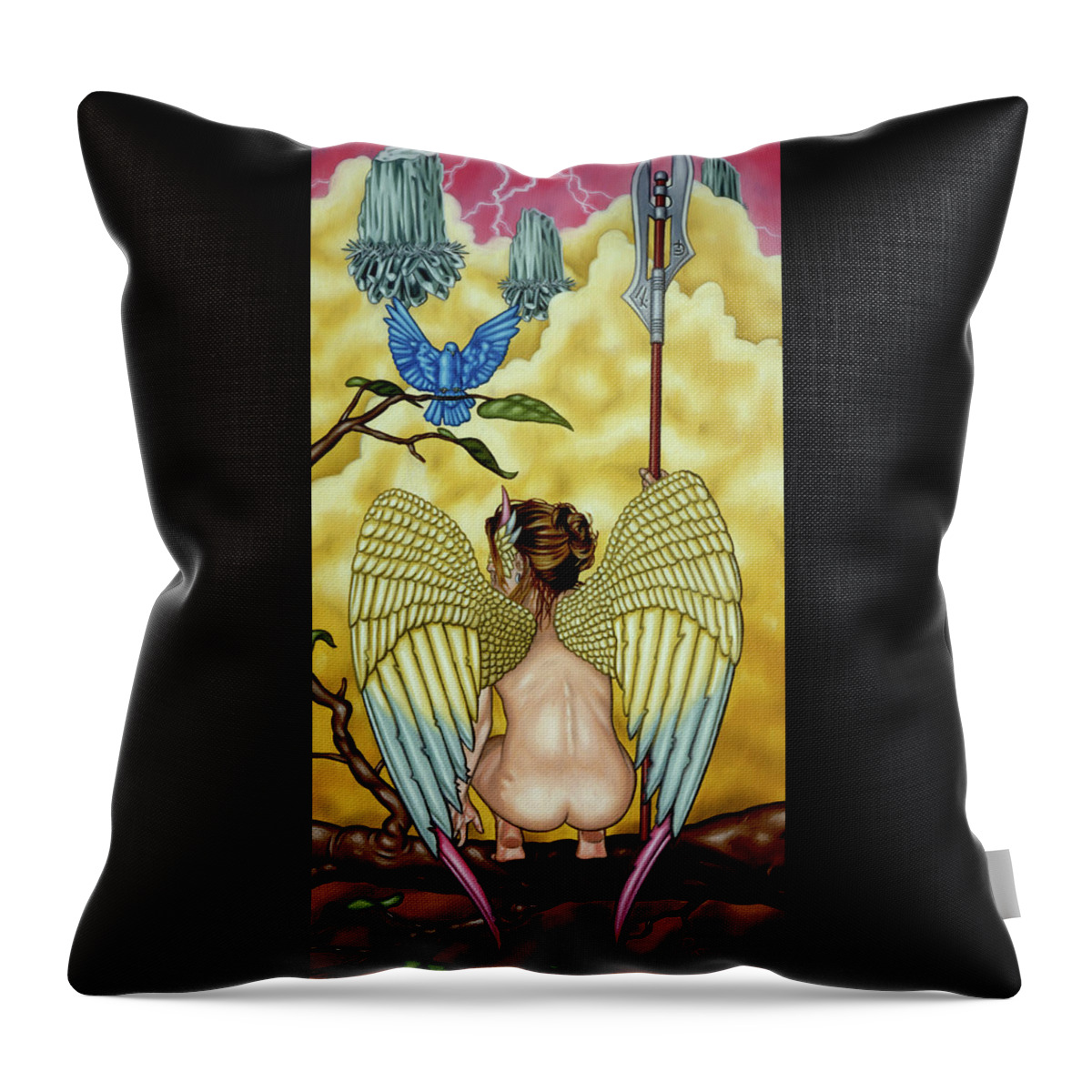 Fantasy Throw Pillow featuring the painting First Watch by Paxton Mobley