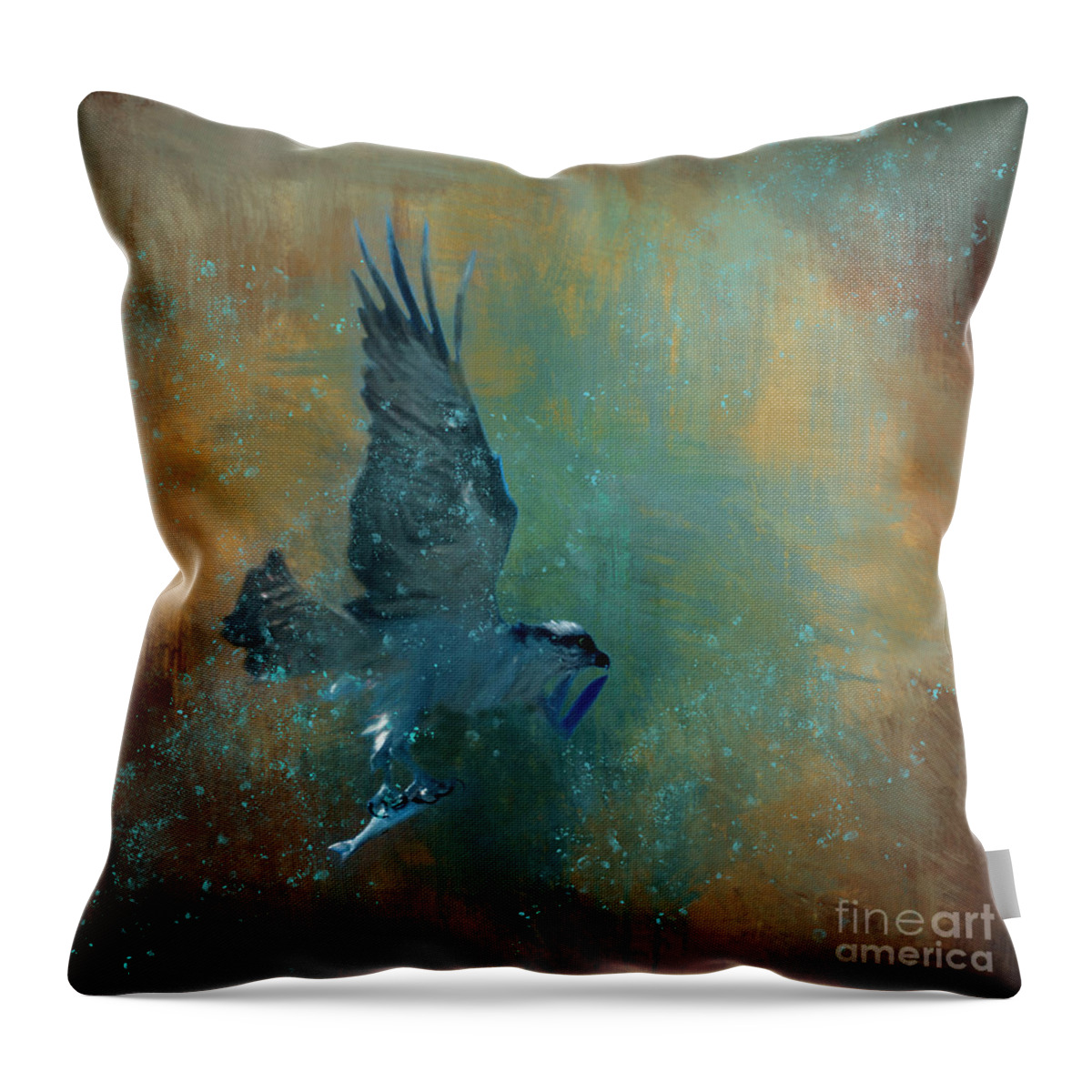 Wildlife Throw Pillow featuring the mixed media Fish Day by Marvin Spates