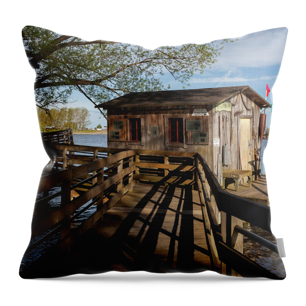 Fish Shack Throw Pillow featuring the photograph Fish Shack by Fran Riley