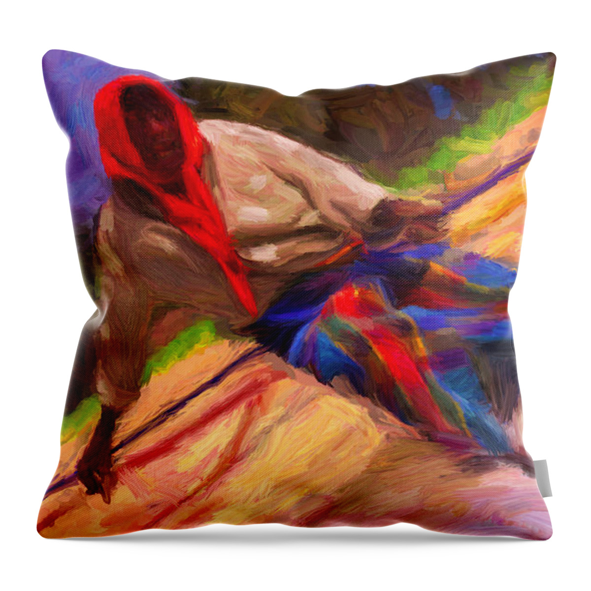 Fisherman Throw Pillow featuring the digital art Fisherman by Caito Junqueira