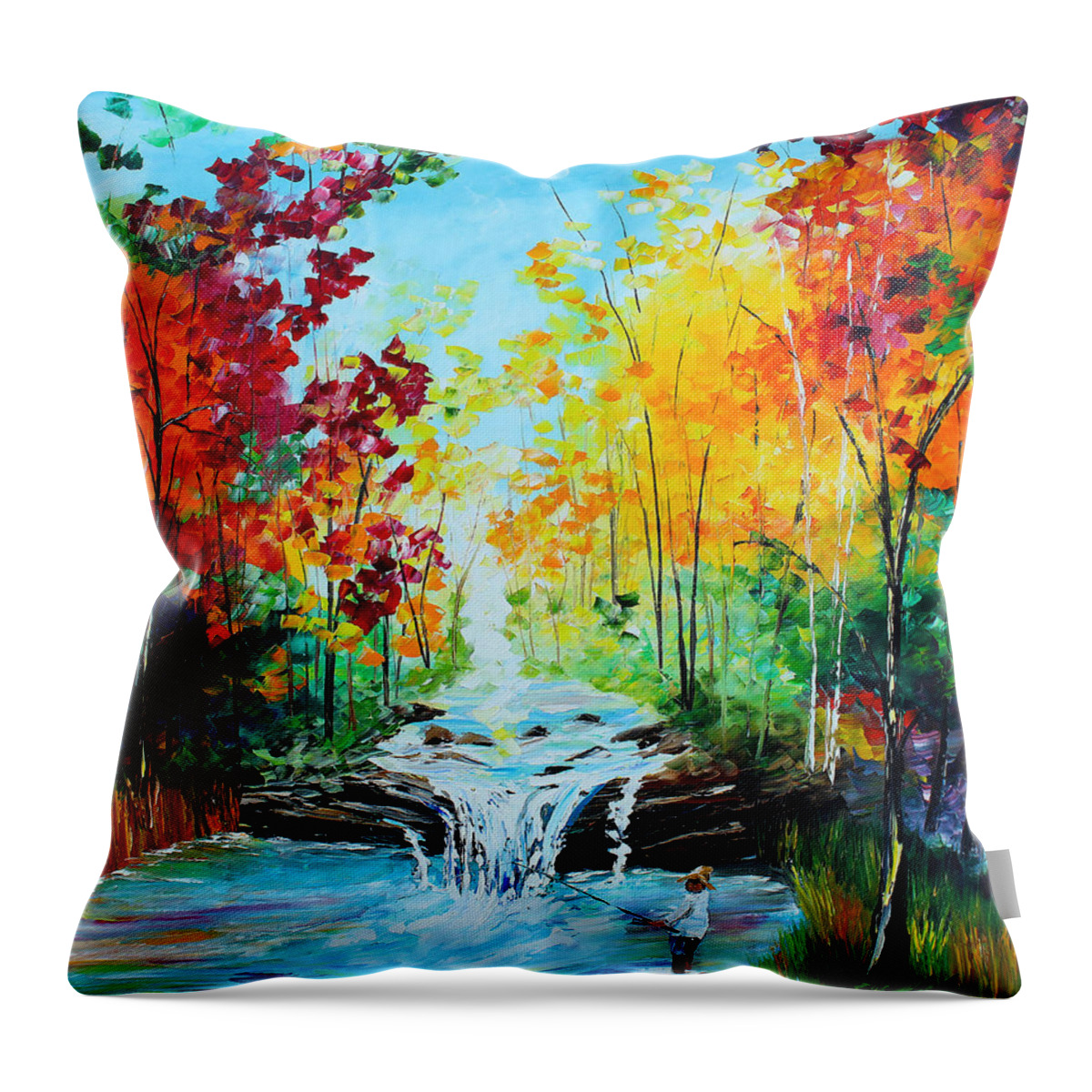 City Paintings Throw Pillow featuring the painting Fisherman by Kevin Brown