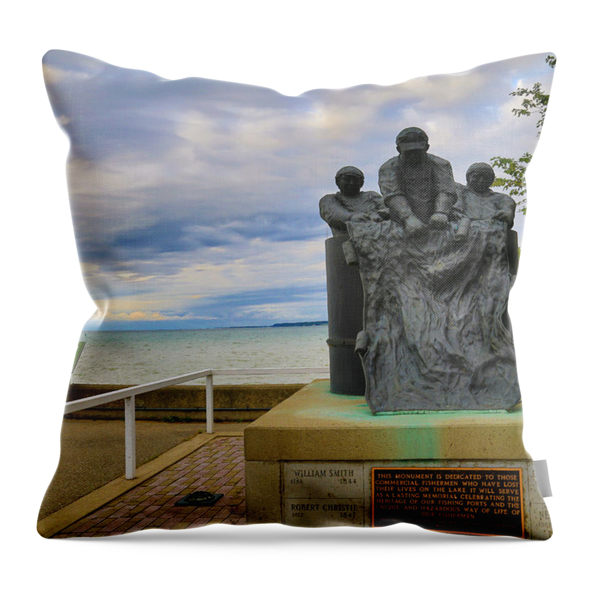 Gary Hall Throw Pillow featuring the photograph Fishermen's Memorial by Gary Hall