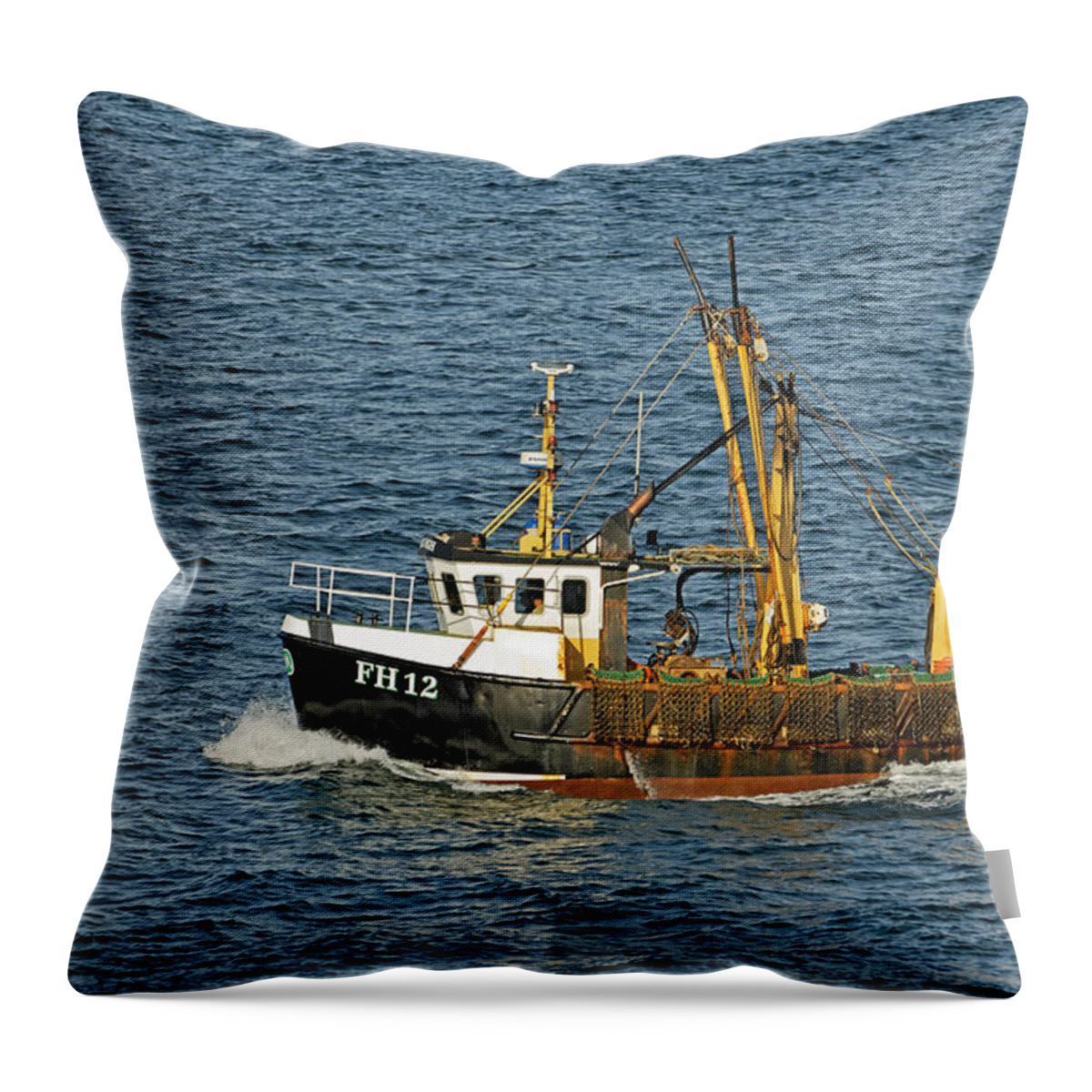 Europe Throw Pillow featuring the photograph Fishing Boat FH12 off Pendennis Point by Rod Johnson