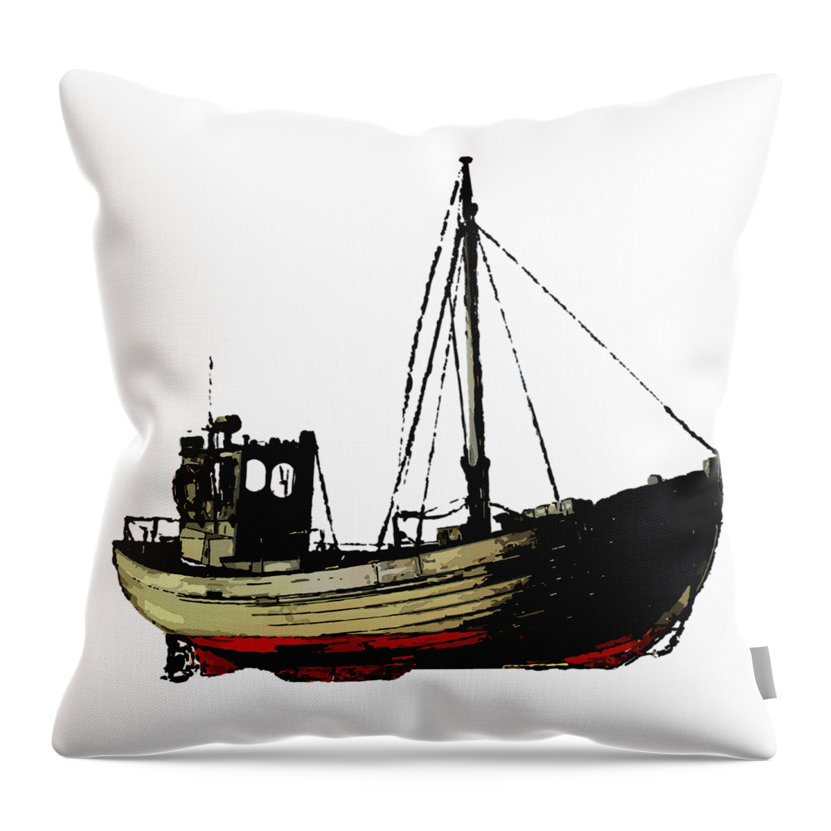 Fishing Throw Pillow featuring the digital art Fishing Boat by Piotr Dulski