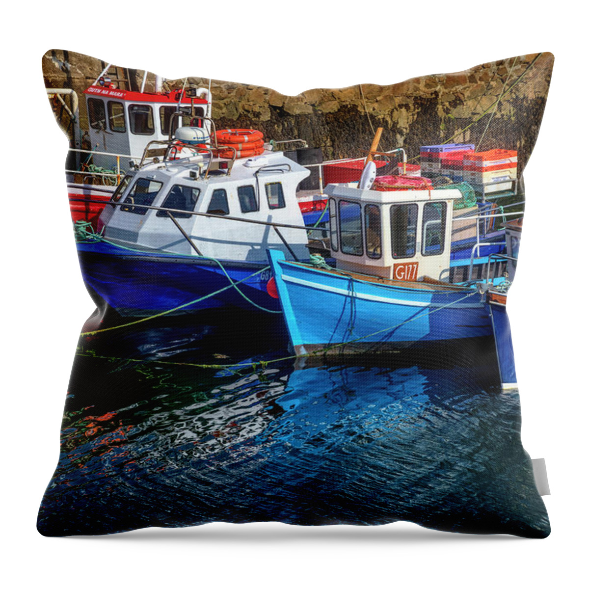 Atlantic Throw Pillow featuring the photograph Fishing Boats at the Coast by Debra and Dave Vanderlaan