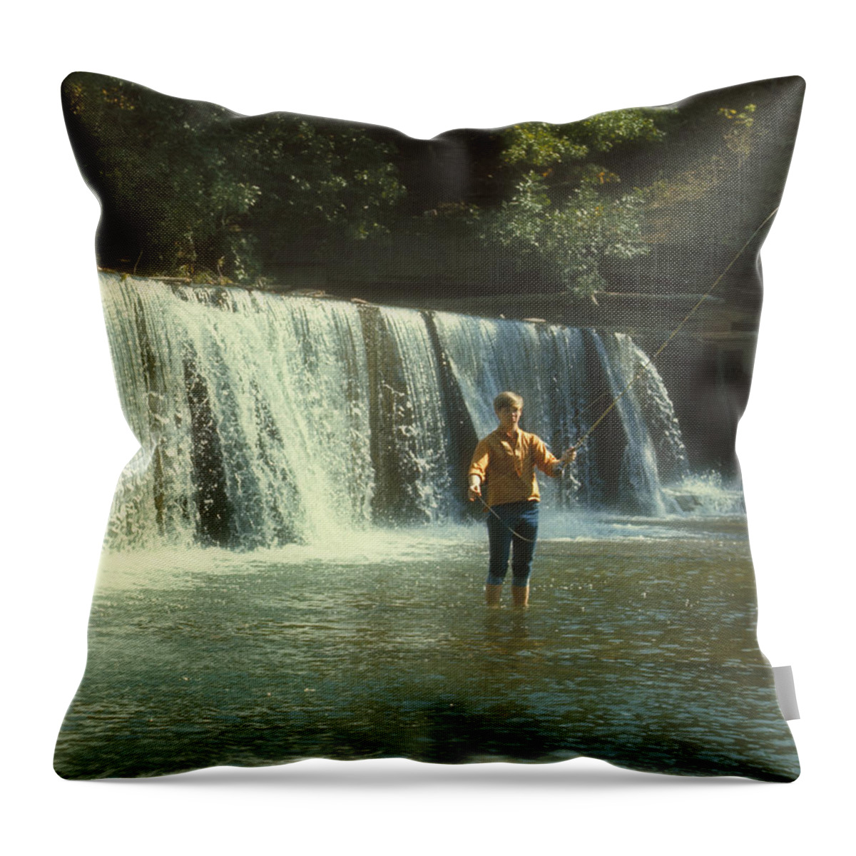 Fly Fishing Throw Pillow featuring the photograph Fishing For Smallies by Garry McMichael