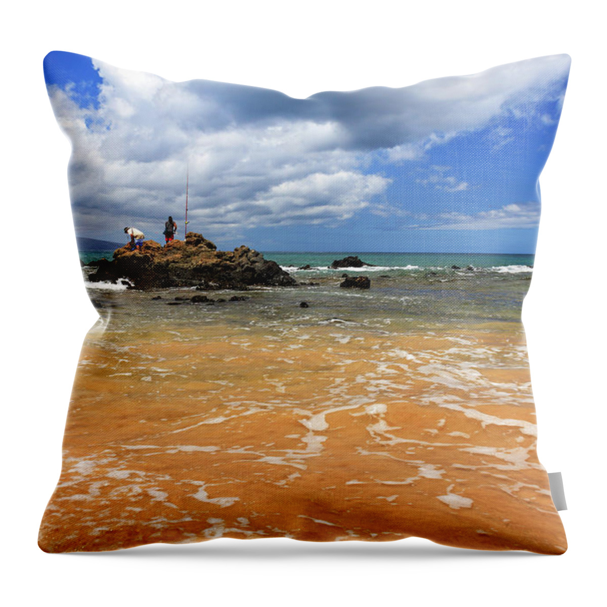 Fishing Throw Pillow featuring the photograph Fishing In Maui by James Eddy