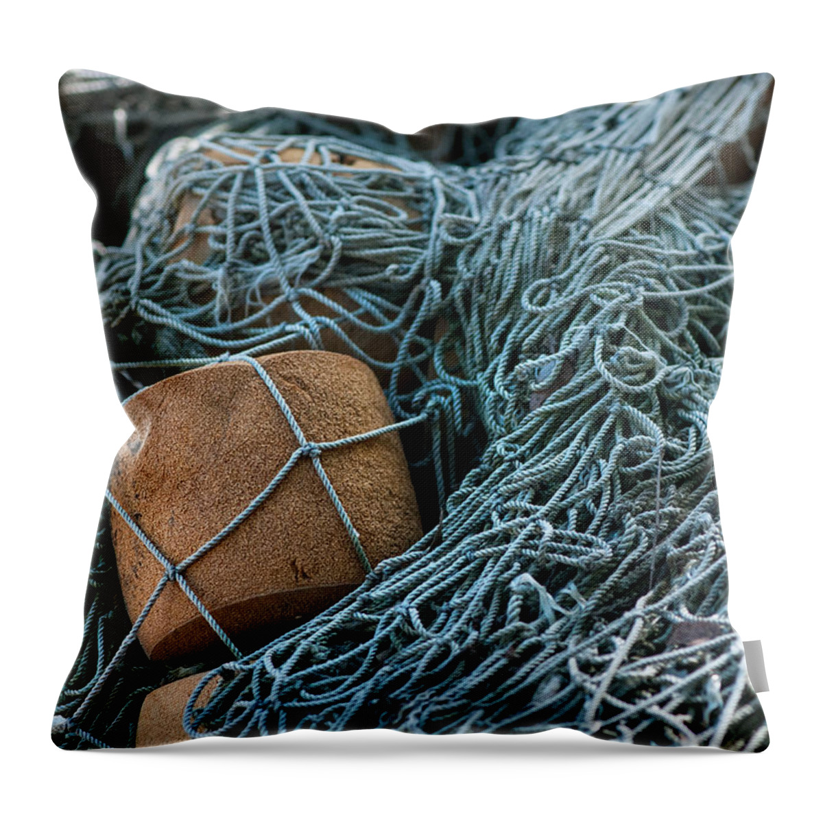 Cord Throw Pillow featuring the photograph Fishing nets by Brian Green