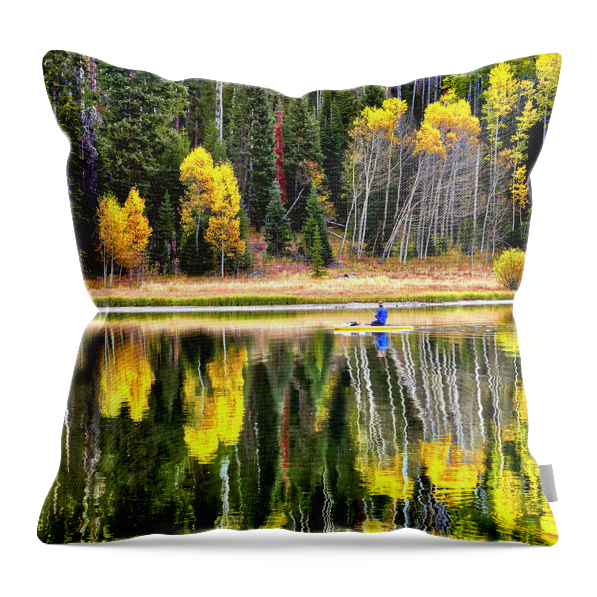 Landscape Throw Pillow featuring the photograph Fishing On Dream Lake Colorado by James Steele