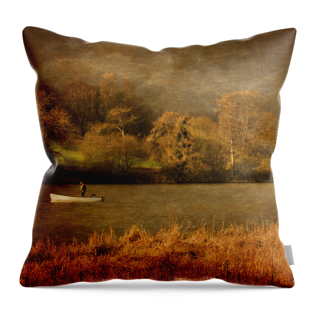Fishing Throw Pillow featuring the photograph Fishing On Thornton Reservoir Leicestershire by Linsey Williams