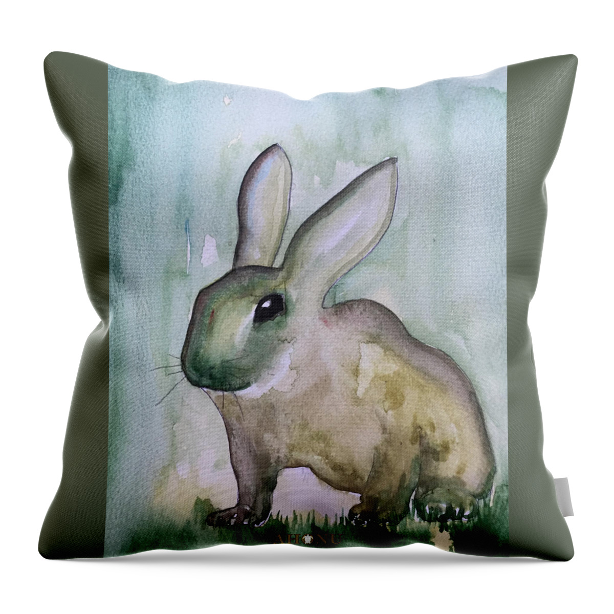 Hazel Throw Pillow featuring the painting Fiver-Rah by AHONU Aingeal Rose