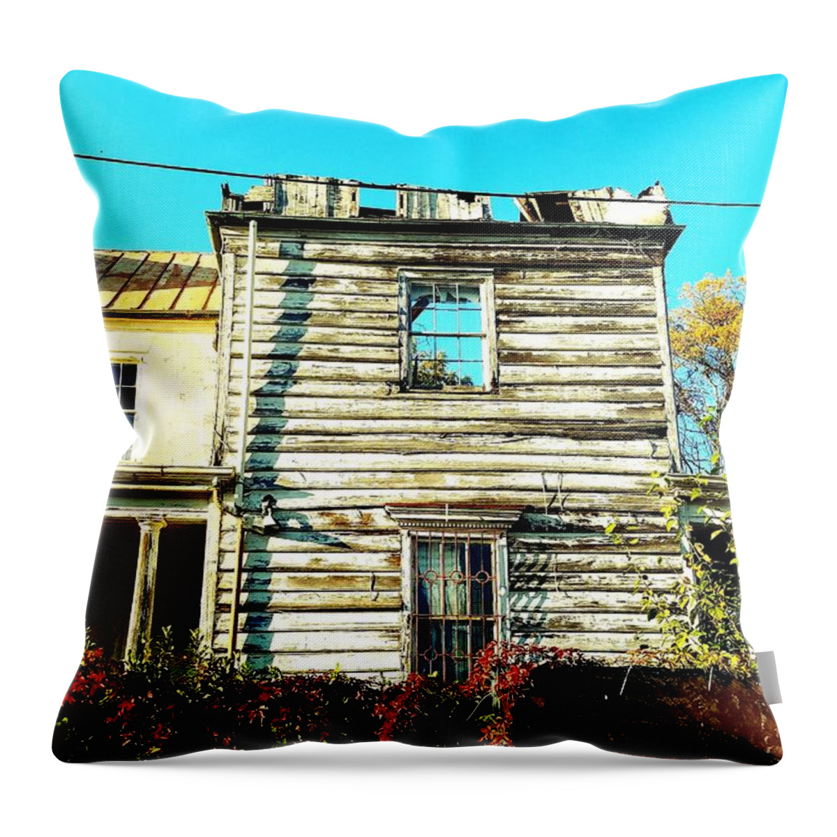 Wooden House Throw Pillow featuring the photograph Fixer Upper by Amy Regenbogen