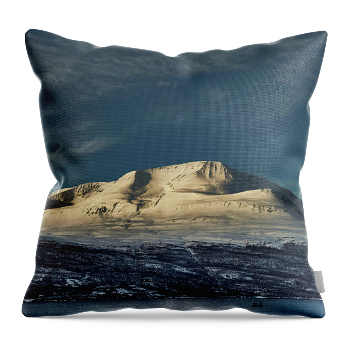 Mountain Throw Pillow featuring the photograph Fjordscape in Lyngen by Pekka Sammallahti
