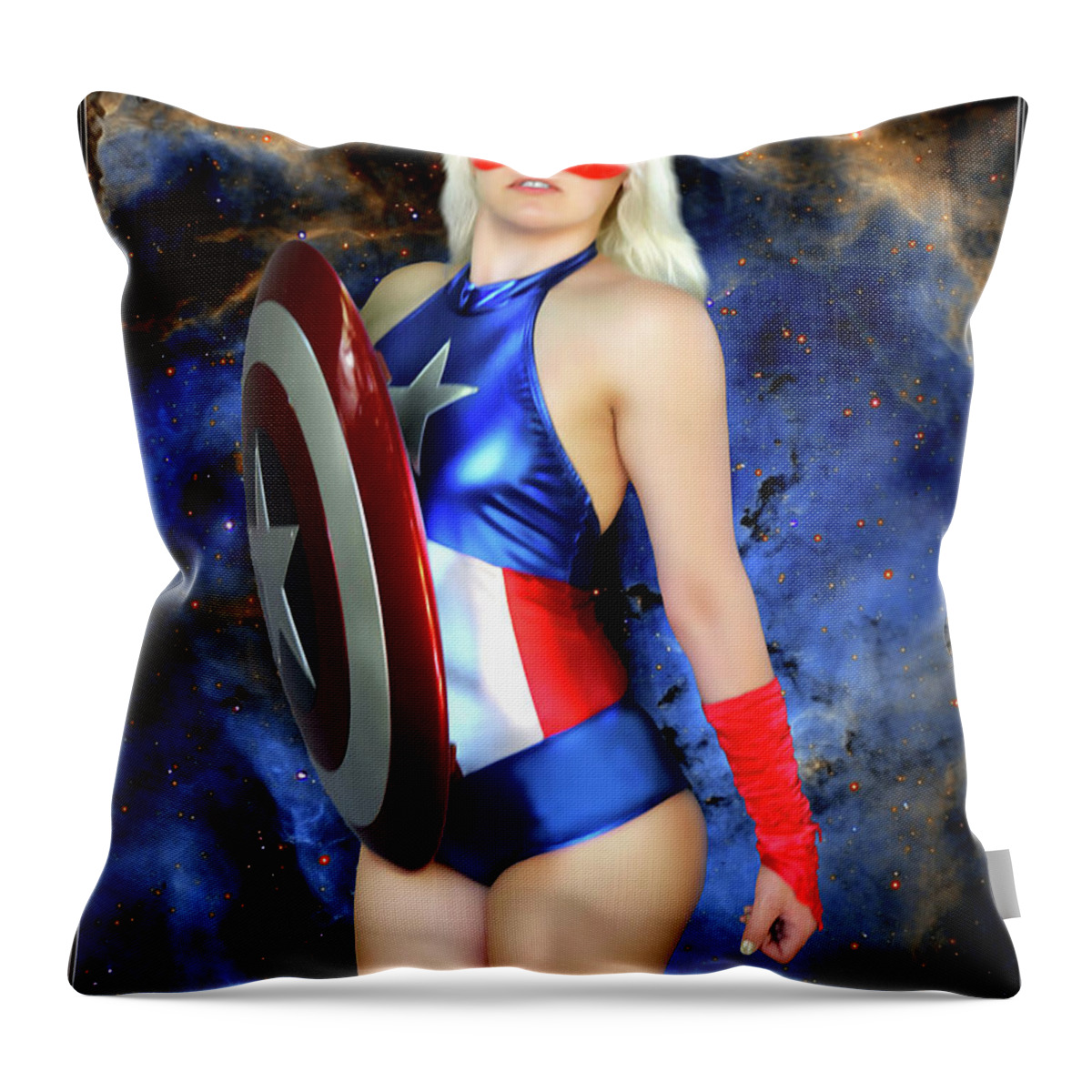 Captain America Throw Pillow featuring the photograph Flag Girl by Jon Volden