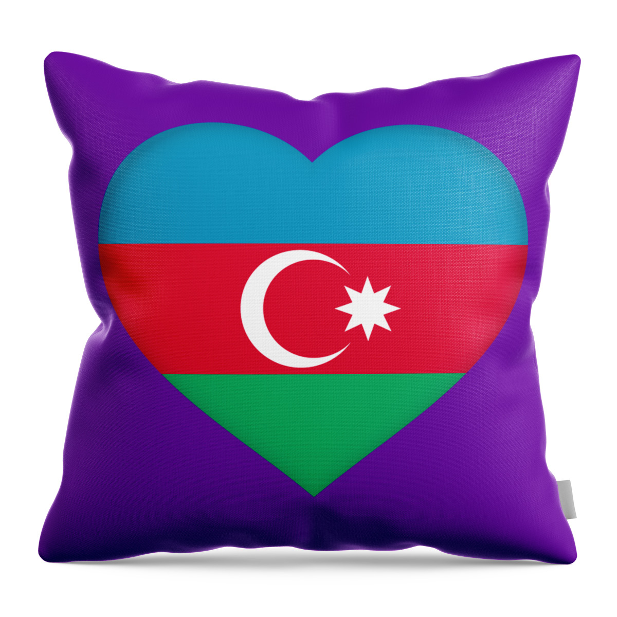 Azerbaijan Throw Pillow featuring the digital art Flag of Azerbaijan Heart by Roy Pedersen